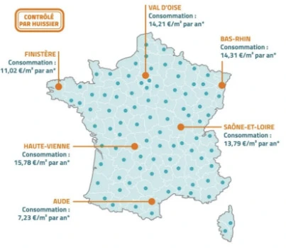 Image Carte de la france et conso par département